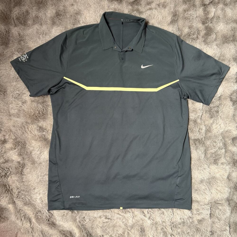 Nike x Tiger Woods Polo Shirt Size XL Men Snap Front Dark Gray Golf Wicking